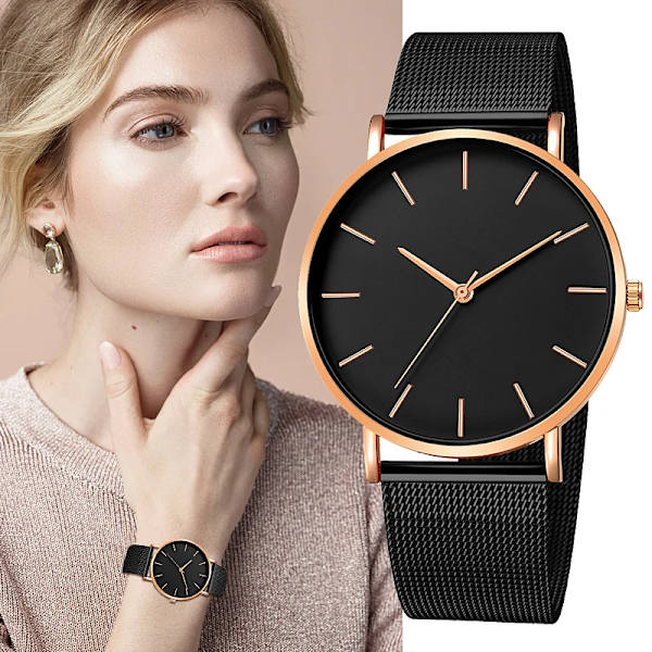 Mode Reloj Mujer Quartz Watch Simple Montre Femme Dam Mesh Armband i rostfritt stål Casual Watch Metall Timmar Relogio 1005HW