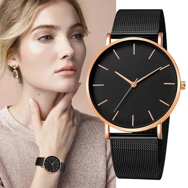 Mode Reloj Mujer Quartz Watch Simple Montre Femme Dam Mesh Armband i rostfritt stål Casual Watch Metall Timmar Relogio 1635A-A-A