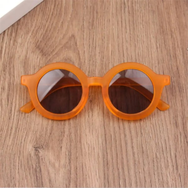 2023 New Fashion Barnsolglasögon Spädbarns Retro Solid Color Ultraviolettsäkra runda bekvämlighetsglasögon Glasögon för barn Style B-Orange
