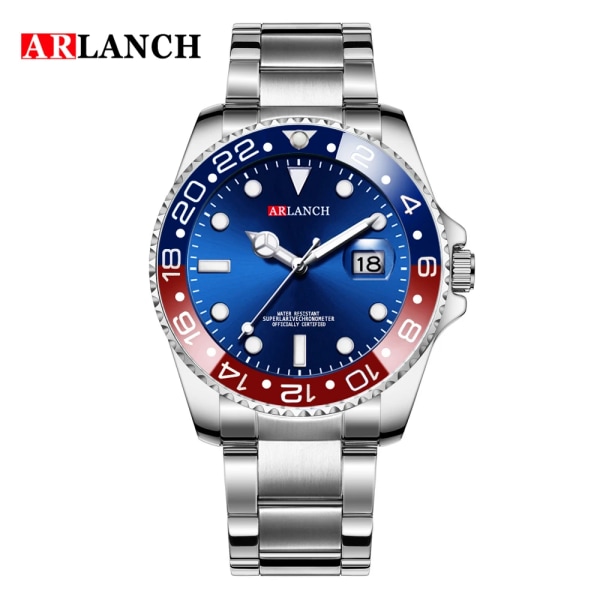 ARLANCH Hot Sell Herr Quatrz Watch Sport Herrklockor Toppmärke Lyx Vattentät Helstål Quartz Clock Herr Relogio Masculino blue With box