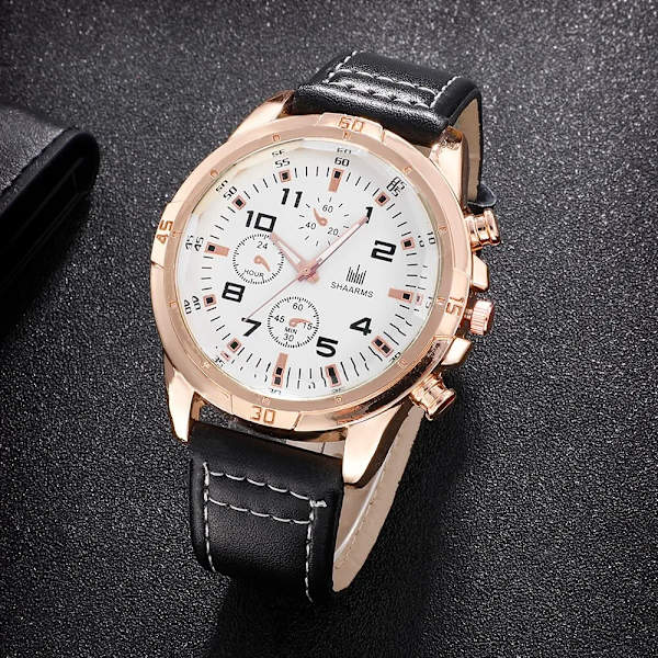 Herrmodeklocka Watch med stor urtavla Läderrem överdimensionerad watch Army Military Relogios Masculino Brown