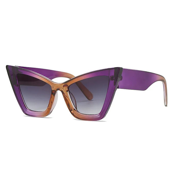 Nytt modemärke Designer Överdimensionerade solglasögon för kvinnor Män Cat Eye Moderna retro solglasögon Ins Trendiga nyanser UV400 glasögon Purple Gray As the picture