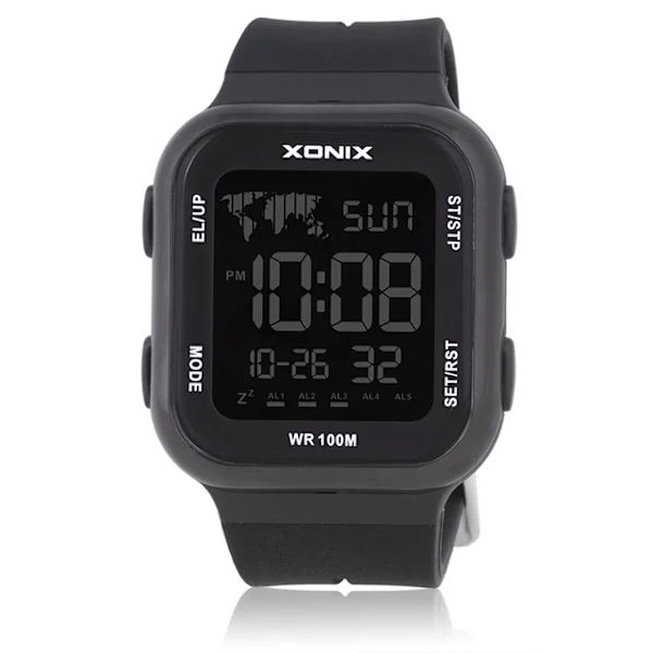 Herr Dam Dubbeltid Watch Multifunktion Digital watch 5 grupper av larm Vattentät 100m Simning Dykning Armbandsur DAP-006
