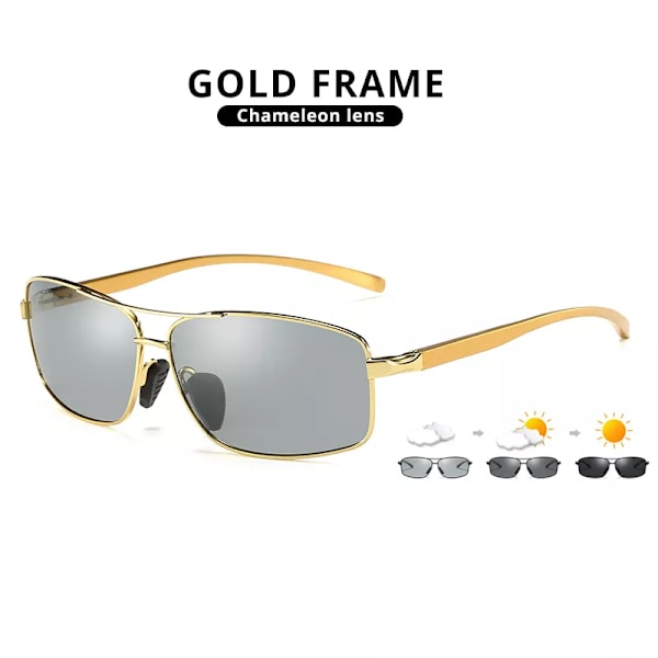 LIOUMO Top Photochromic Solglasögon Män Kvinnor Polariserade kameleontglasögon Körglasögon Antireflex solglasögon zonnebril heren Gold frame LIOUMO