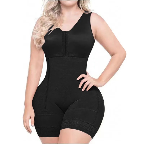 Kompressionsplagg efter operation för fettsugning Helkroppsformare med dragkedja i sidobh Kvinnor Shapewear Body Korsett Mage Black S