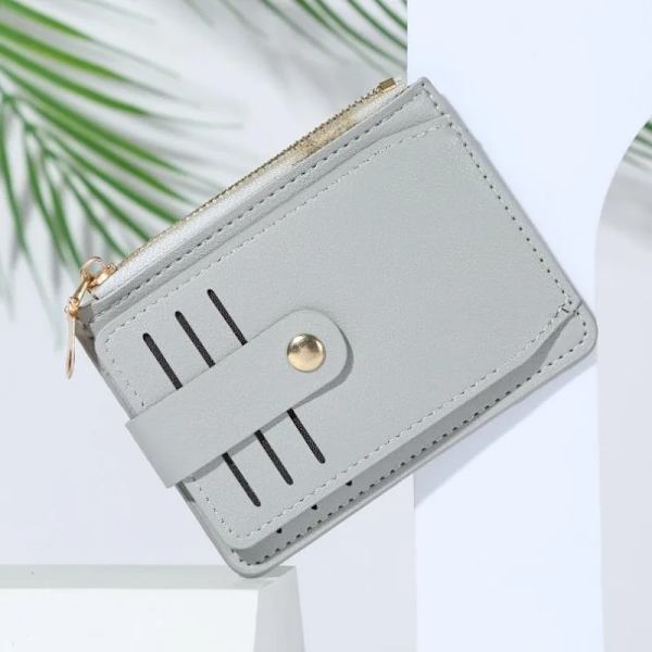 Liten mode kreditkortsinnehavare Smal läderplånbok med myntficka Man Pengaväska Case För män Mini Kvinnor Affärsväska Light Grey