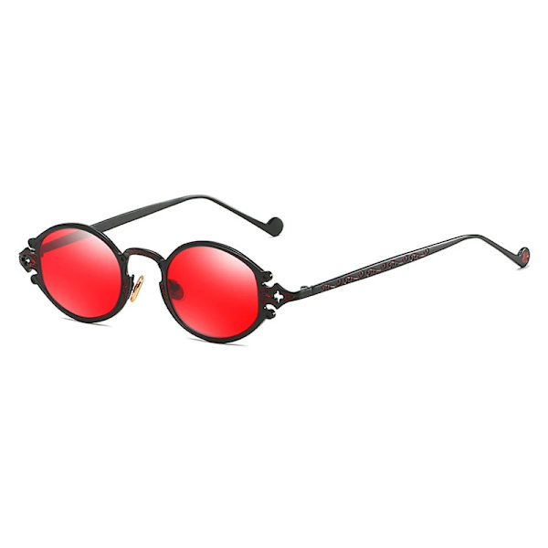 nya cateye street shoot man solglasögon dam retro steampunk glasögon gotisk oval Metallbåge snidade solglasögon Gafas sol mujer C2 Black-Red