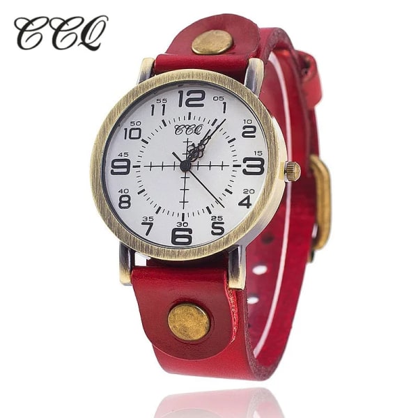 CCQ Vintage Cow Läder Armband Watch Dam Armbandsur Casual Luxury Quartz Watch Relogio Feminino Hot green