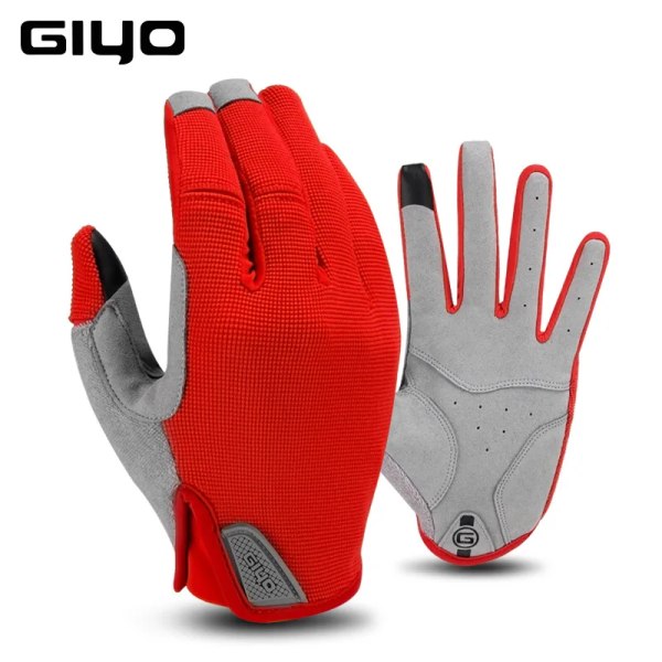 GIYO S-05 Vinter Helfinger Ridhandske Vindtät Varm Antisladd Andas Sporthandskar Cykelutrustning Red L
