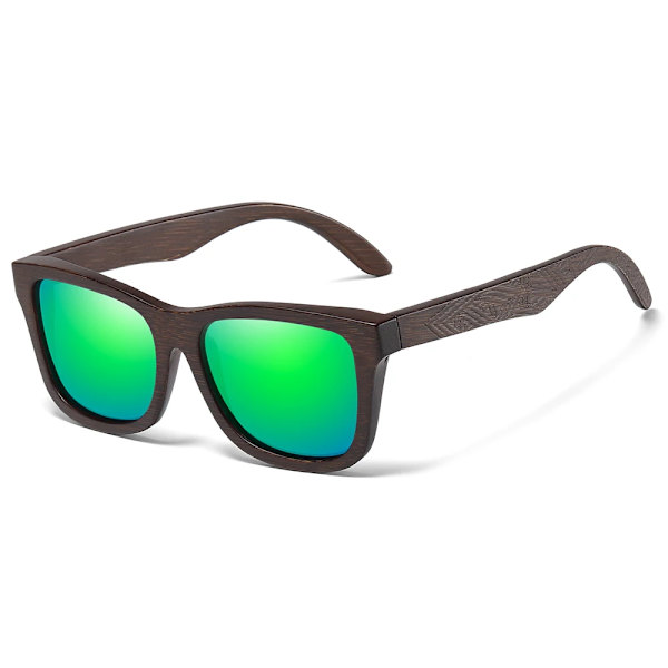 GM Retro Mode Bambu Trä Polariserad Solglasögon Kör fyrkantig Solglasögon Man Goggle UV400 Kvinnor Män Märkesdesigner Green Dark bamboo