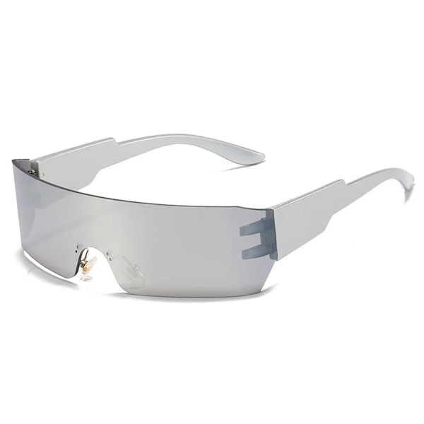 Kardashan Flat Top Shield Mode Punk Solglasögon Dam Y2K Solglasögon Män Spegel One Piece Glasögon 2000S 90S Estetiska glasögon D1-silver look picture
