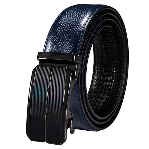 Högkvalitativt märke herrbälten blå koläder Automatiska spännen Spärr midjeband Bälte för män Klänning Jeans Kostym Byxor Present 2259DME 110cm