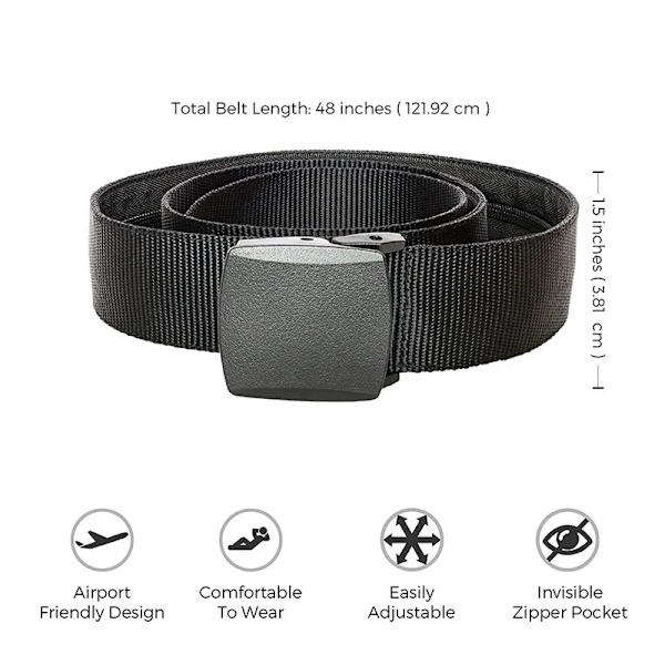 Resekontanter Stöldskyddsbälte Midjeväska Dam Bärbar Dold Pengarrem Bälte Plånbok Midjepaket Herr Secret Hiding Bälte 119cm gray-1 120cm