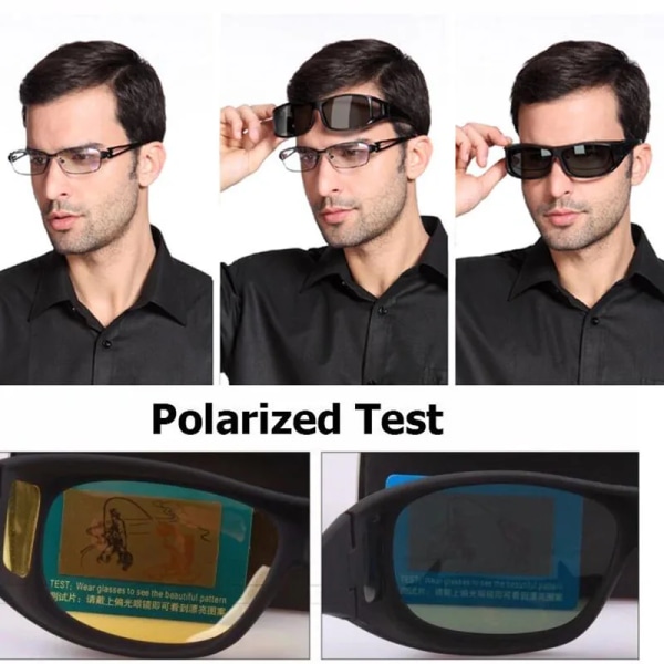 Ny polariserad lins för män Körning Fiske Solglasögon Cover För Myopia Glasögon Flip Polaroid Solglasögon Oculos De Sol Masculino black frame blue