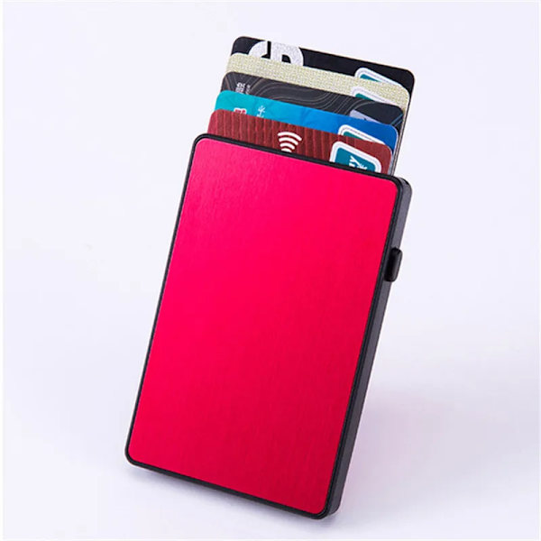 Bisi Goro herrplånbok tunn RFID-blockerande popup-knapp Case Aluminium Enkelkorthållare Box Smart plånbok X-64-Red