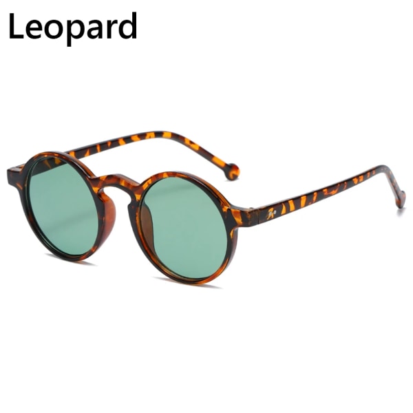 1 st Unisex mode retro runda solglasögon Märkesdesigner Vintage liten ram solglasögon koreansk stil Körglasögon UV400 leopard Other
