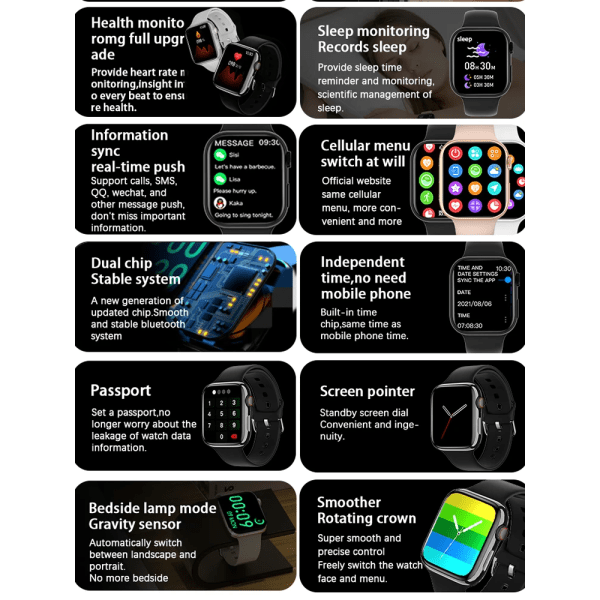 Ny i8 Pro Max Smartwatch Bluetooth Call Herr Sport Fintess klockor Dam Custom Watch Face Series 8 Smart Watch för Apple Watch black mesh