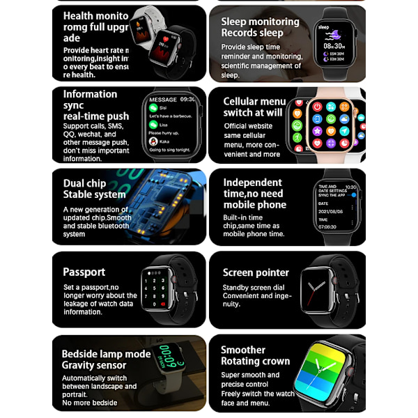 Ny i8 Pro Max Smartwatch Bluetooth Call Herr Sport Fintess klockor Dam Custom Watch Face Series 8 Smart Watch för Apple Watch pink nk
