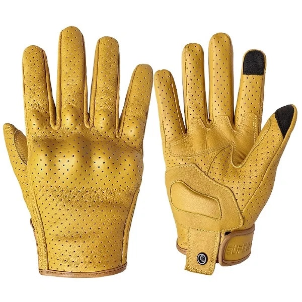 Motorcykelhandskar Dam Mentouch Skärm Premium Läder Svart Gul Brun Cykelhandske Motorcykel Motorcross Vante Men GY01D Mesh XS