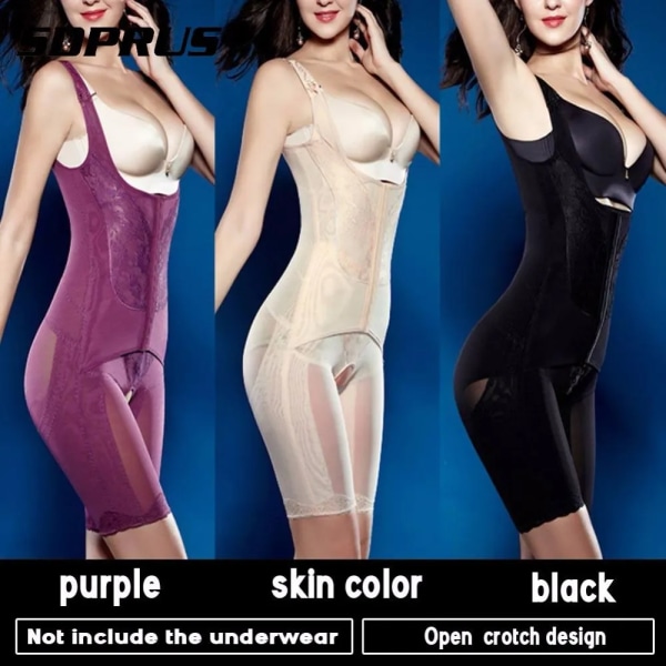 Ny damer Andningsbar Helkroppssömlös Shaper Control Postpartum Öppen byst Slim Lift Magekontroll Lår Body Shaper Dräkt skin color Shapewear M