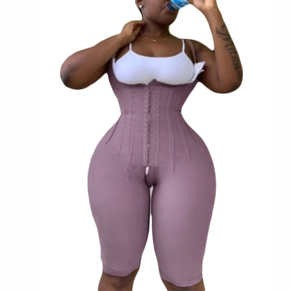 Fajas Colombianas fri byst Knälångt kompressionsplagg med tunna remmar Ögonkrok Skims Kim Kardashian Purple XL