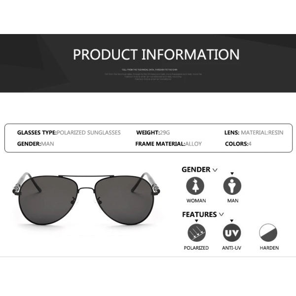 ZXWLYXGX Märke Solglasögon Herr 2023 Polariserat Mode Klassiska Pilot Solglasögon Fiske Körglasögon Solglasögon För Kvinnor Oculos 526C3 Polarized