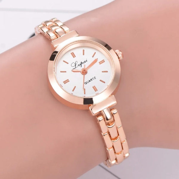 Lvpai Brand Mode Armband Dam Klockor Enkel Design Klassisk Rostfritt stål Analog Quartz Watch Lyx Relogio 2018 Rose Gold  White