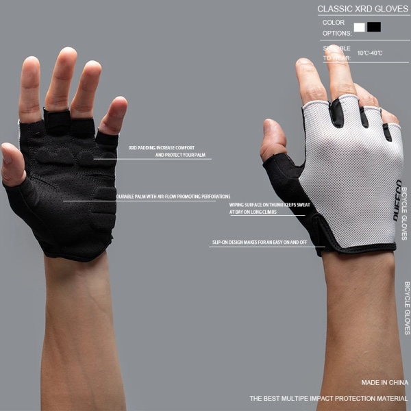 Sommar Cykelhandskar MTB Cykel Cykel Handskar XRD Vadderade utomhussport Fitness Handskar cykeltillbehör guantes ciclismo black L