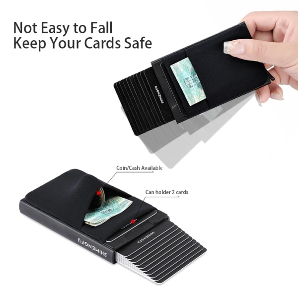 Pop-up-korthållare RFID-skydd Smal aluminium Plånbok för män Elasticitet Bakpåse ID Case Resekorthållare Damväska Red