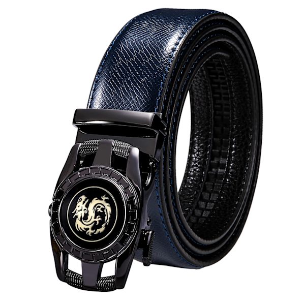 Högkvalitativt märke herrbälten blå koläder Automatiska spännen Spärr midjeband Bälte för män Klänning Jeans Kostym Byxor Present 2209DME 110cm