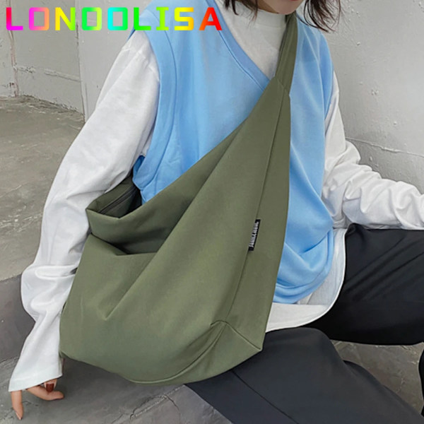 Nya Canvas Totes Väskor Dam Casual Vilda Dam Hobos Handväskor Stor kapacitet Shoulder Flickor Sac Enkel kvinnlig Messenger Bag Army Green