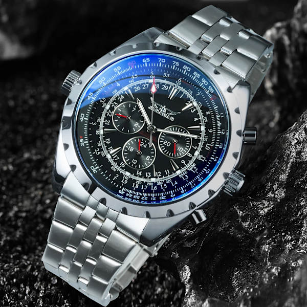 Toppmärke Lyx VINNARE Herr Mekaniska klockor 2017 Automatiska Armbandsur Herr Läderrem 3 Sub-dials 6 visare Reloj Hombre BO LEATHER WHITE