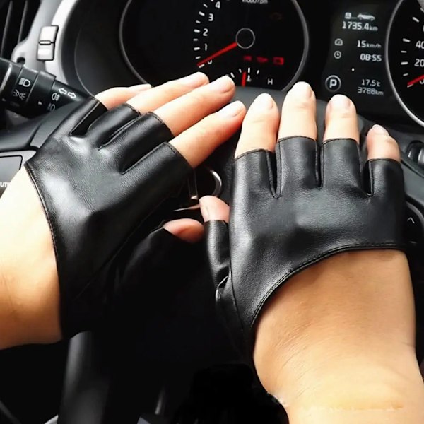 Mode Halvfinger Fingerlösa Pu Läderhandskar Damkörning Show Pole Dance Vantar För Kvinnor Män Motorcykelhandskar Sommar red
