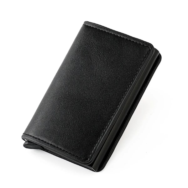 Plånbok Kreditkortshållare Herrplånbok RFID Box Bankkortshållare Vintage läderplånbok med pengaklämmor Black