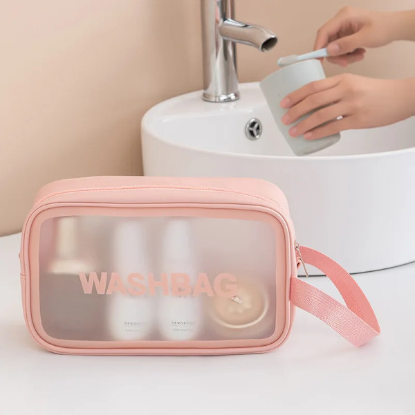 Sminkväskor Organizer Sminkväska Pvc Pu genomskinlig påse Bulk Transparent Rosa Vit Kosmetiska väskor och fodral white-s