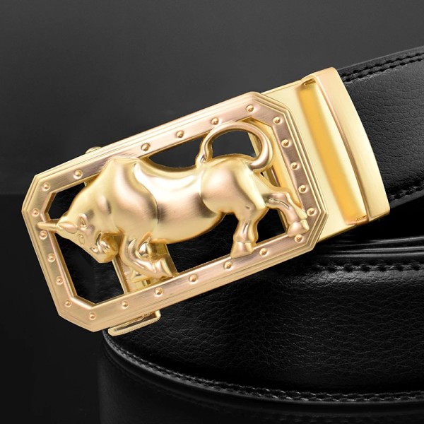 Lyxmärke tiger automatiskt spänne man vitt bälte äkta läder modedesigner Casual Hög kvalitet ceinture homme Black gold 105CM