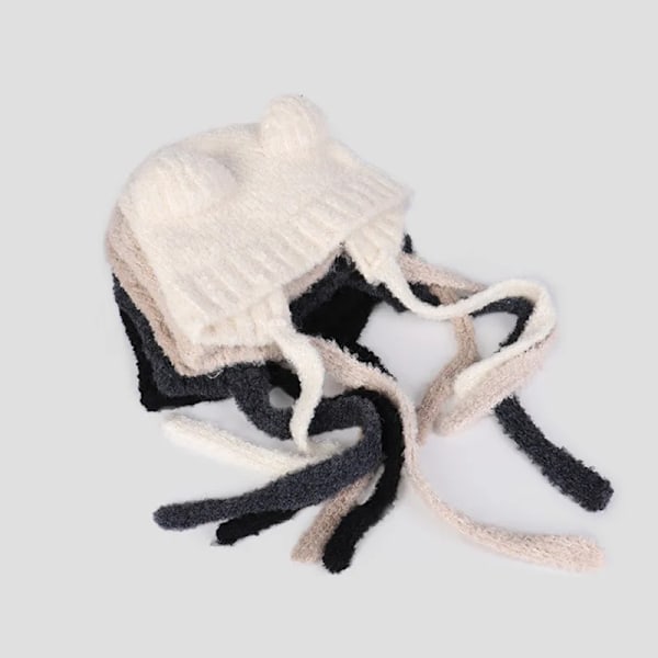 Söt Öronrem Laurie Beanies Hatt Kvinnor Vinter Varm Mjuk Klibbig Cirkelgarn Stickad Hatt Student Mångsidig Hatt coffee 55-59