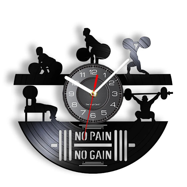 Bodybuilding Väggklocka Tillverkad av Äkta Vinylskiva Träning Tyngdlyftning Gymutrustning LED Bakgrundsbelysning Modern Klocka Till Kroppsbyggare Without LED(.101)