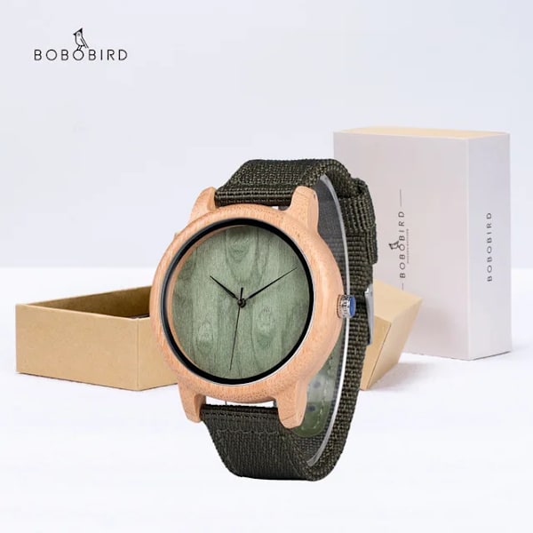 Parklockor BOBO BIRD Watch Herr Bamboo Relogio Masculino Damarmbandsur med läderband Silikonarmband Bra present GD012