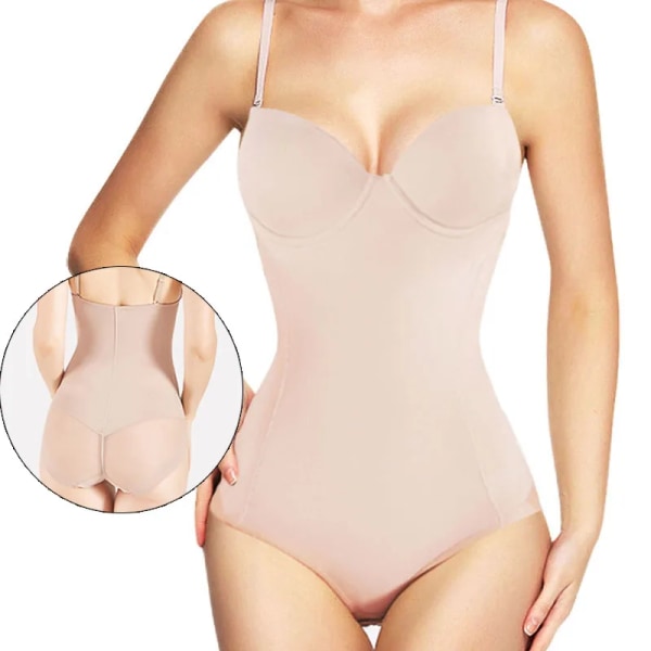 Bodysuits Sexiga Deep V Underkläder XS Dam Klänning Party NO Wire Cup Full Slip Bantning Waist Trainer Body Shaper Shapewear apricot with wire XS