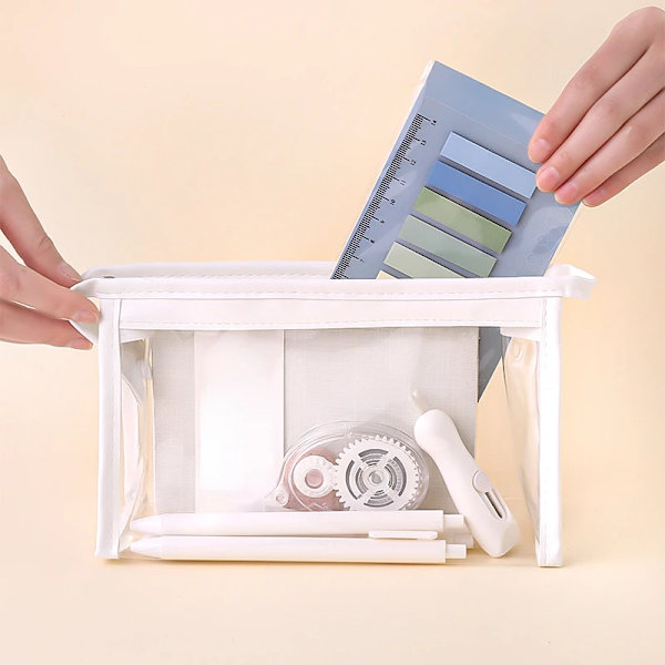 DIY Tjejer Transparent kosmetisk väska Kvinnor Dragkedja Klara sminkväskor Case Resor PVC Bad Toalettartiklar Tvätt Förvaringsväska White