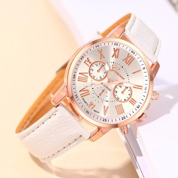 Reloj Mujer 2023 Mode Damklockor Dam Vitt Läder Quartz Watch för Dam Business Casual Watch Relogio Feminino White