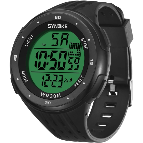 PANARS Digitala klockor med stor urringa Hög kvalitet utomhussport för män Elektroniska stötsäkra klockor för män Mode 30 m vattentät klocka black