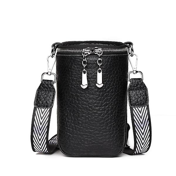 Äkta läder Kvinnor Axelväskor Lyxmärken Mini Kvinnlig Mobiltelefonväska Hög kvalitet Kvinnor Handväskor Kvinnlig Messenger Bag Black