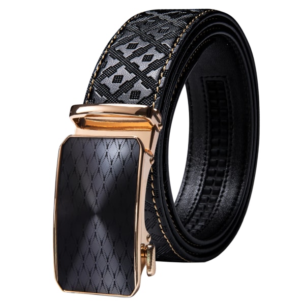 Designer Black Leather Herrbälten Prägling Spärrrem Midjeband Automatiska spännen Glidklänning Jeansbälte för män 110CM-130CM 2305DPA 130cm