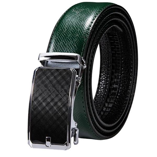 Högkvalitativt grönt äkta läder Herrbälten Lot Styles Automatiska spännen för klänning Jeans Kostym Herr Midjeband Bälte Bröllopspresent 2114DMI 110cm