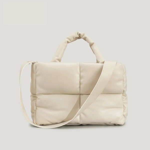 Mode Stora tyg Vadderade handväskor Designer Quiltade Kvinnor Axelväskor Lyx Nylon Dun bomull Crossbody Väska Vinterväska Beige A