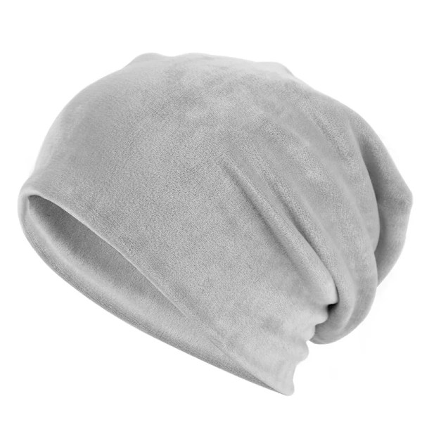 Geebro Damernas Velour Beanie Hatt Vinter Polyester Mjuk Varm Slouchy Beanie För Kvinnor Dam Velvet Balavaca Skullies Hattar Js277M Light Grey
