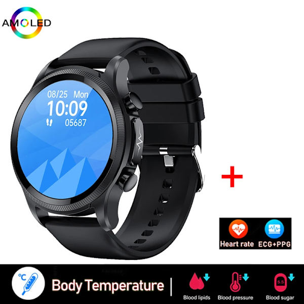 Ny EKG+PPG Smart Watch Män Laserbehandling av hypertoni Hyperglykemi Hyperlipidemi Puls Hälsosam Sport Smartwatch black