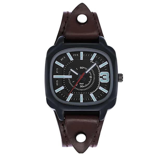 Ny Casual Fashion Dial Läderbälte Herrklocka Square Watch Watch Type 3